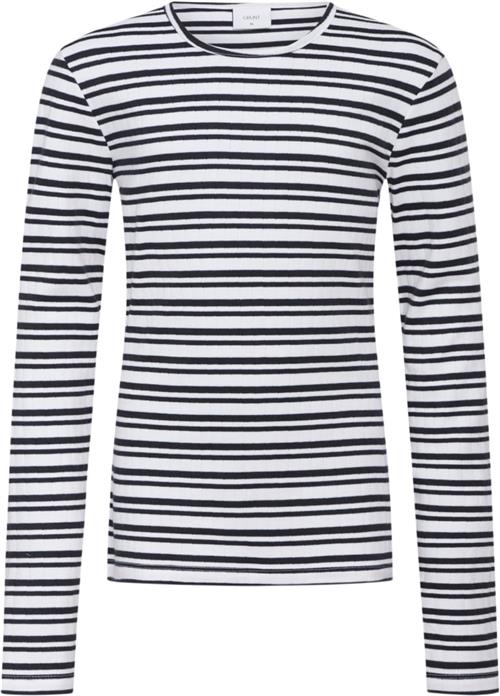 Grunt Dopim Top LS Str M/12Y - Navy Stripe Langærmede T-shirts hos Magasin