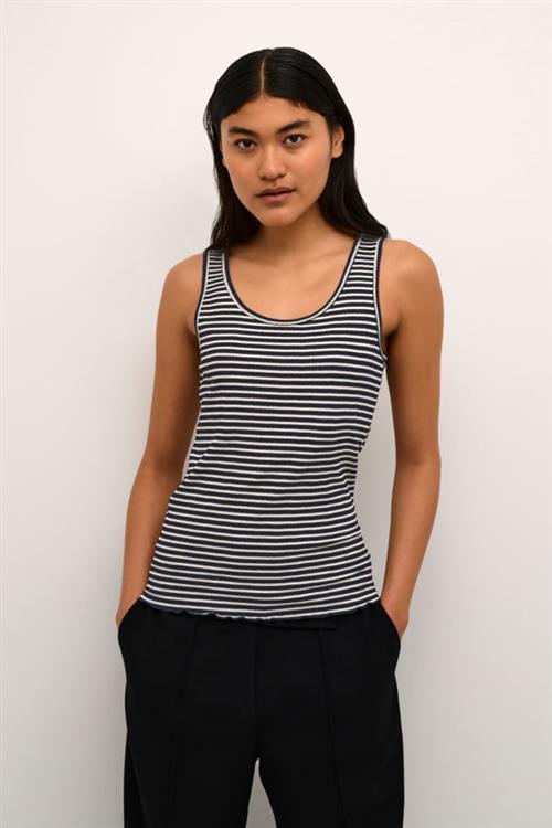 Se Karen by Simonsen Candacekb Striped Tank Top Kvinde Night Sky/egret Stripe Tanktoppe Regular Fit Str L - hos Magasin ved Magasin