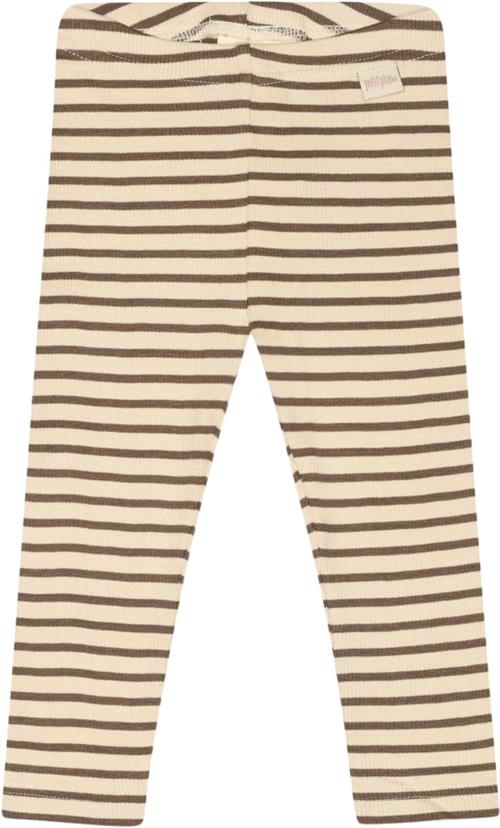 PETIT PIAO Legging Modal Striped Str 92 cm - Chocolate Brown/d Leggings Bomuld hos Magasin