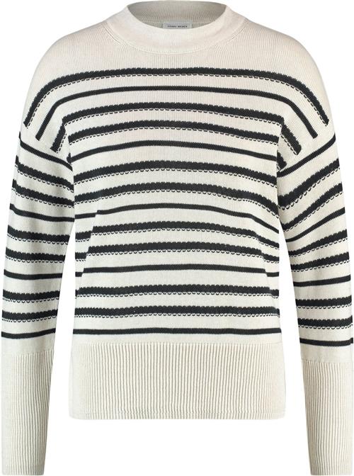 Gerry Weber Pullover 1/1 Sleeve Kvinde Cream/blakc Striped Sweaters Str 44 - hos Magasin