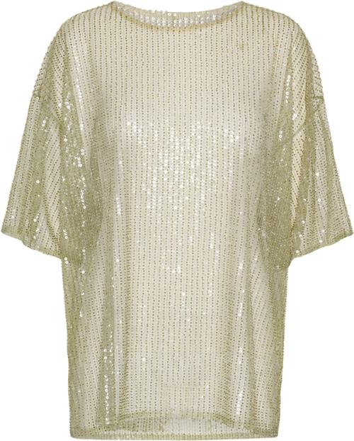 REMAIN Sequin Shirt Kvinde Bog Kortærmede T-shirts Str 38 - hos Magasin