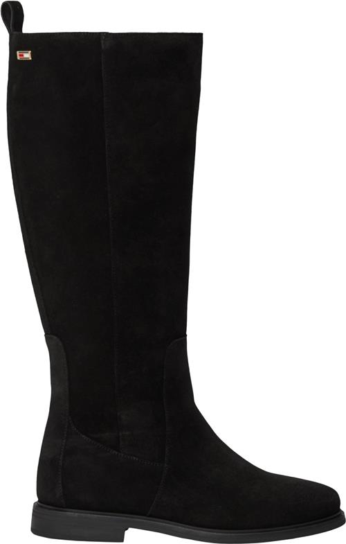 Se Tommy Hilfiger Flag Suede Long Boot ZIP Kvinde Black Langskaftede Støvler Str 42 - hos Magasin ved Magasin