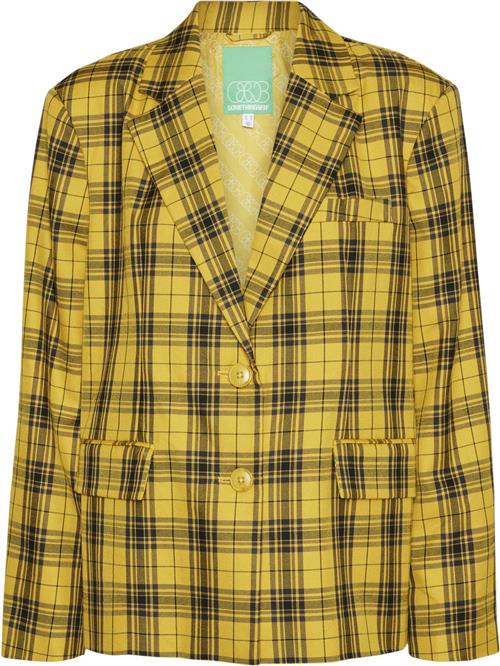 Something New Sncher Oversize Blazer NST Kvinde Sulphur/checks Blazere Str 40 - hos Magasin