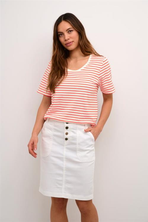 Culture Cudeia Oneck Tshirt Kvinde White/red Stripe Kortærmede T-shirts Str S - hos Magasin