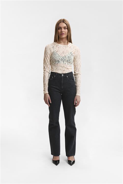 Se Gestuz Hilmagz Lace ls Blouse Kvinde Egret Langærmede Bluser Str M - hos Magasin ved Magasin