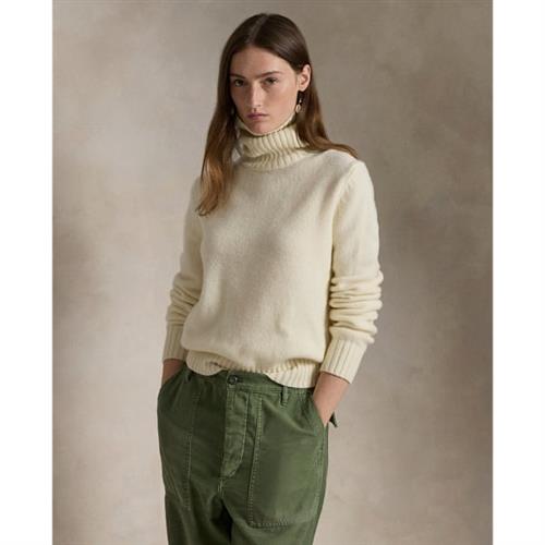 Polo Ralph Lauren Wool Turtleneck Sweater Kvinde Authentic Cream Rullekraver Str S - hos Magasin