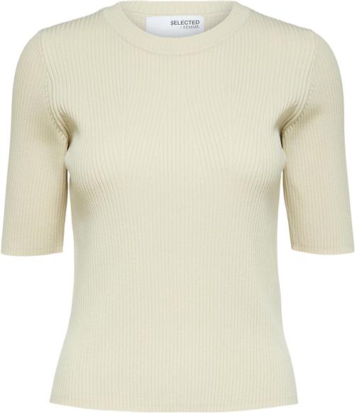 Selected Femme Slfmala 2/4 Knit Oneck B Noos Kvinde Birch Kortærmet Strik Str XXL - hos Magasin