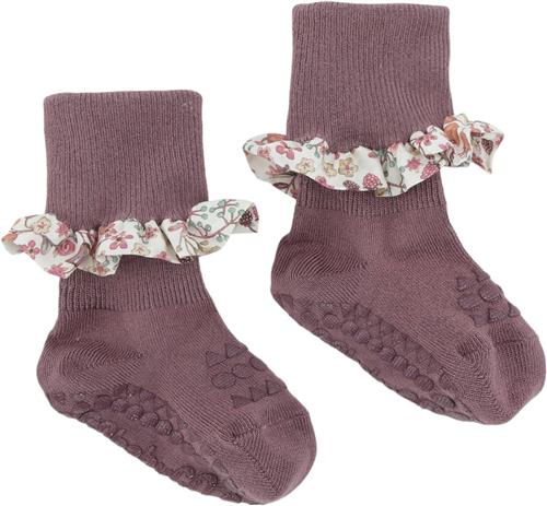 GoBabyGo Nonslip Socks - Bamboo / Liberty Str 6-12m (siz - Misty Plum / Donn Strømper Bomuld hos Magasin