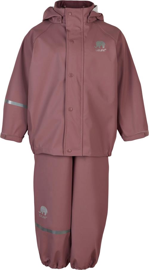 CeLaVi Basic Rainwear set Solid PU Str 80 Unisex - Rose Brown Regntøj hos Magasin