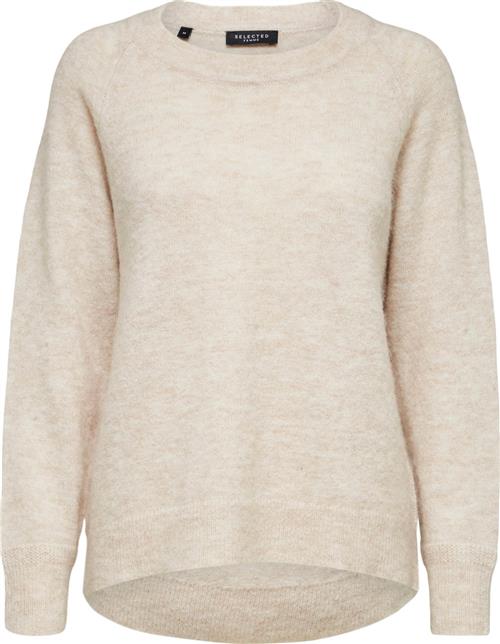 Se Selected Femme Slflulu LS Knit Oneck Noos Kvinde Birch/melange Sweaters Str XS - hos Magasin ved Magasin