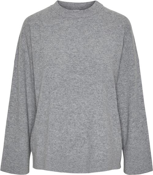 YAS Yasemilie Oneck Knit Pullover S. N Kvinde Light Grey Melange Sweaters Relaxed Fit Str M - hos Magasin