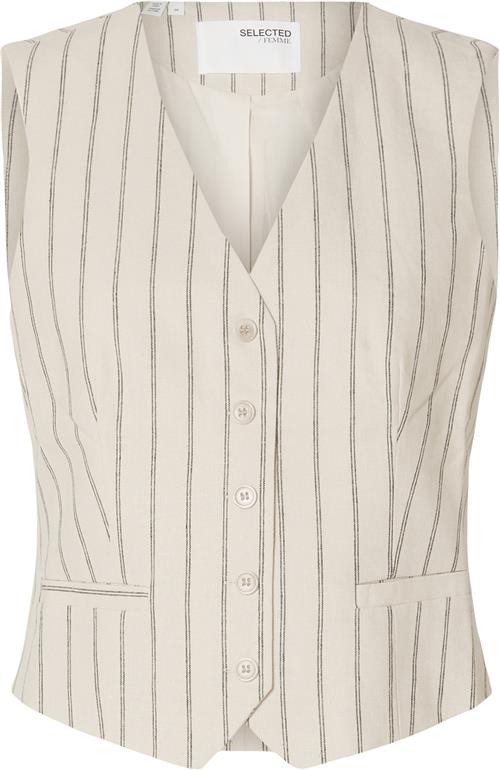 Se Selected Femme Slftaniahilda Vest PIN Stripe Kvinde Sandshell/pin Stripe Veste Str 42 - hos Magasin ved Magasin