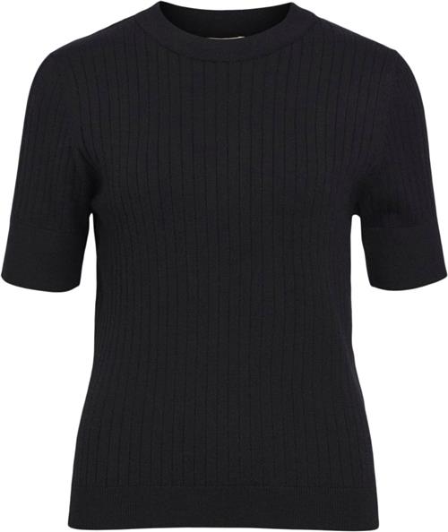 Object Objnoelle S/S Knit Tshirt Noos Kvinde Black Kortærmede T-shirts Str L - hos Magasin