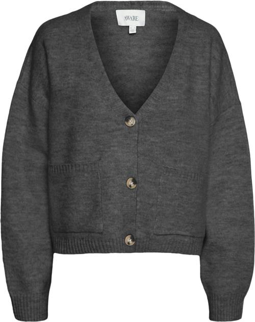 Se Vero Moda Vmgemma LS Vneck Knit Cardigan VMA Kvinde Dark Grey Melange Cardigans Str XL - hos Magasin ved Magasin