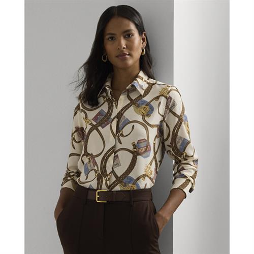 Se Lauren Ralph Lauren Poly CDC 79shirt Kvinde Cream Multi Skjorter Str M - hos Magasin ved Magasin