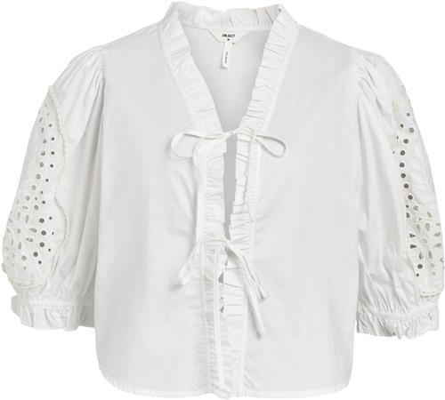 Object Objbrodera S/S TOP 132 Kvinde White Sand Toppe Str 42 - hos Magasin