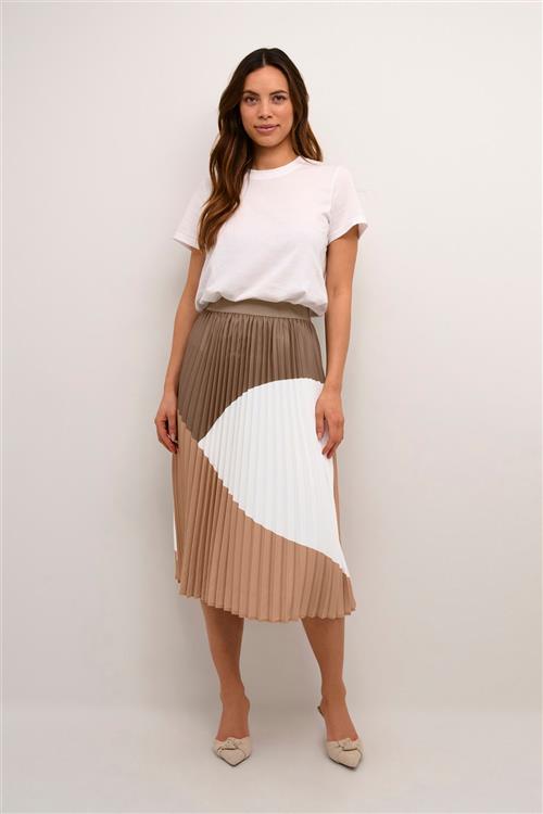 Culture Cubetty Colorblock Skirt Kvinde Cub/bone Brown/spring Garden Midi Nederdele Str S - hos Magasin