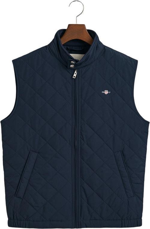 Se Gant Quilted Windcheater Vest Mand Evening Blue Veste Str L - hos Magasin ved Magasin