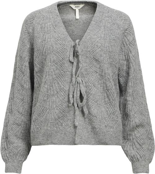 Object Objflora RE L/S Knit Cardigan Noos Kvinde Medium Grey Melange Sweaters Regular Fit Str L - hos Magasin