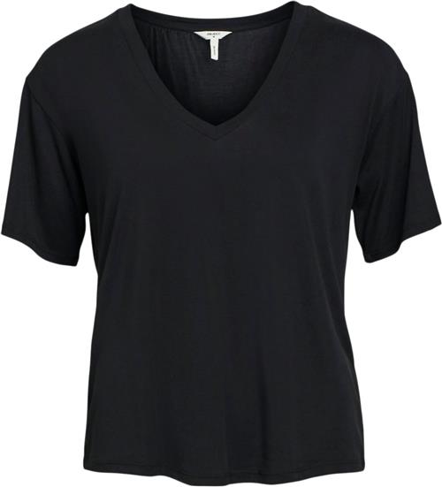 Se Object Objannie RE S/S Vneck TOP Noos Kvinde Black Kortærmede T-shirts Str S - hos Magasin ved Magasin