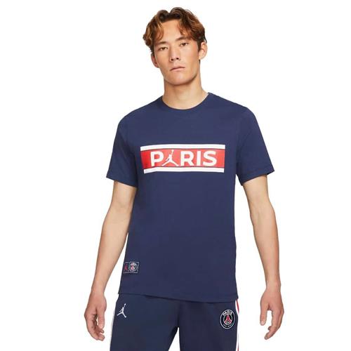 Se Nike Paris Saintgermain T-shirt Mand Blue Kortærmede T-shirts Str XS - Bomuld hos Magasin ved Magasin