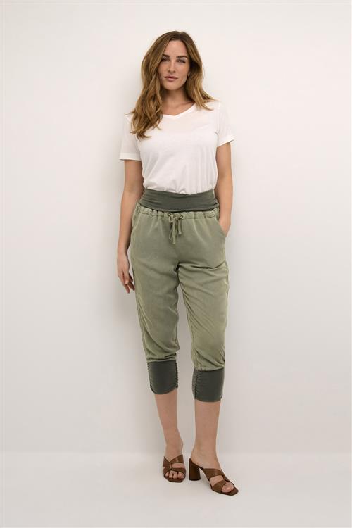 Cream Line Pants Kvinde Oil Green Capri Bukser Str 36 - hos Magasin