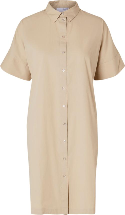 Selected Femme Slfblair 2/4 Short Shirt Dress Noos Kvinde Humus Korte Kjoler Str 34 - hos Magasin