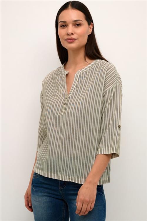 Se Cream Cranja Blouse Kvinde Burnt Olive Stripe Langærmede Bluser Str 40 - hos Magasin ved Magasin