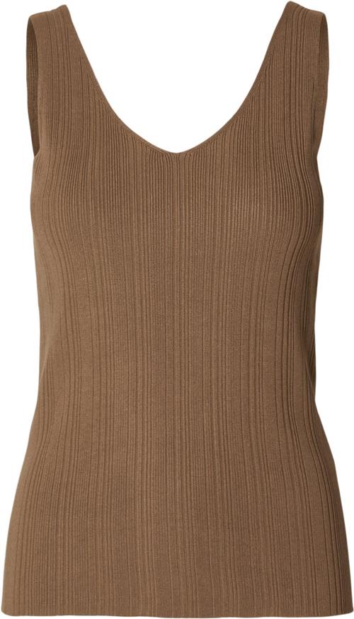 Se Selected Femme Slftrixie NEW SL Knit TOP Kvinde Coca Mocha Tanktoppe Str L - hos Magasin ved Magasin