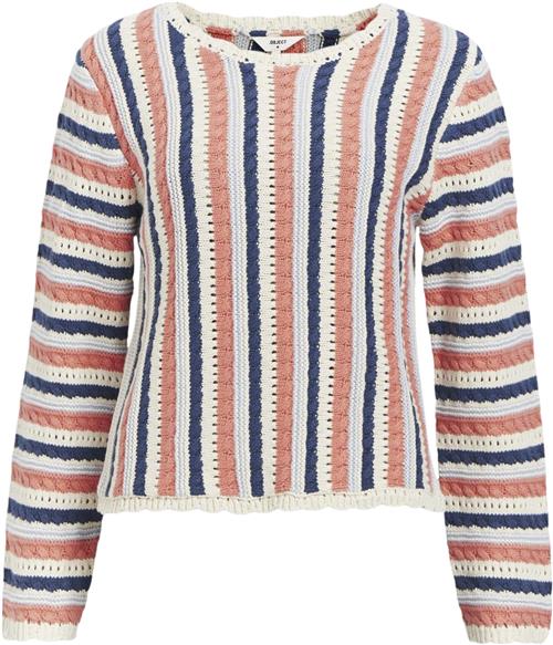 Object Objjelani L/S Knit Pullover 131 Kvinde Georgia Peach/multi Color Langærmede T-shirts Str XS - hos Magasin