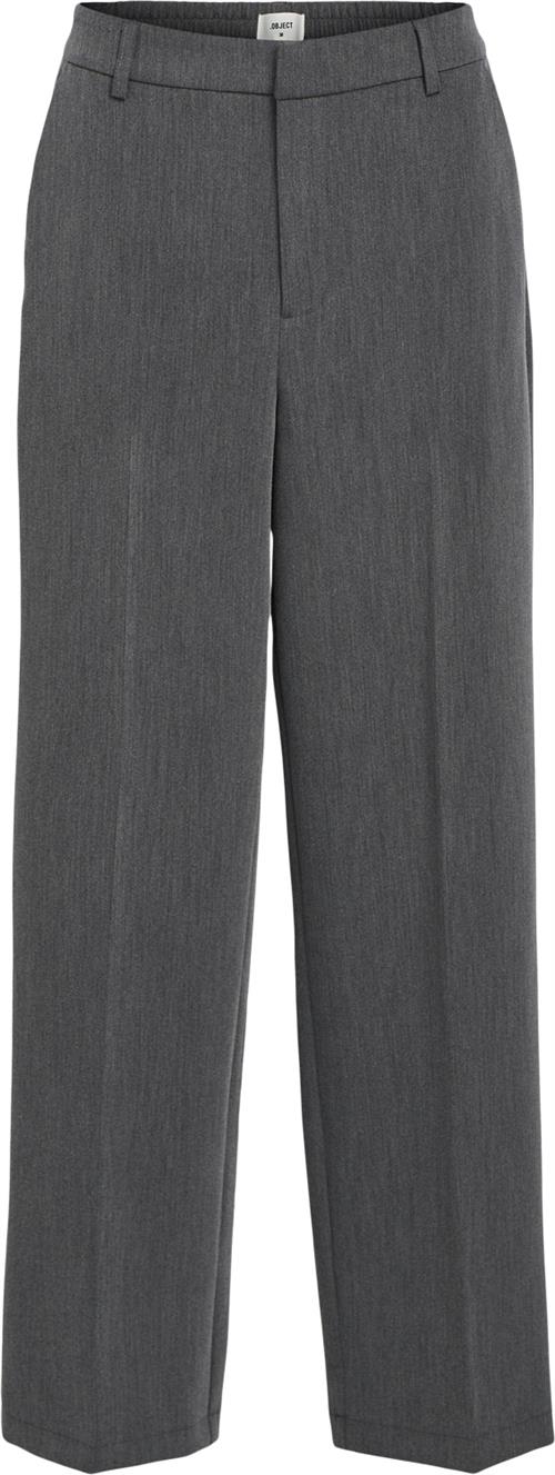 Se Object Objsigrid HW Casual Pant Noos Kvinde Medium Grey Melange Bukser Med Brede Ben Str 38 - hos Magasin ved Magasin