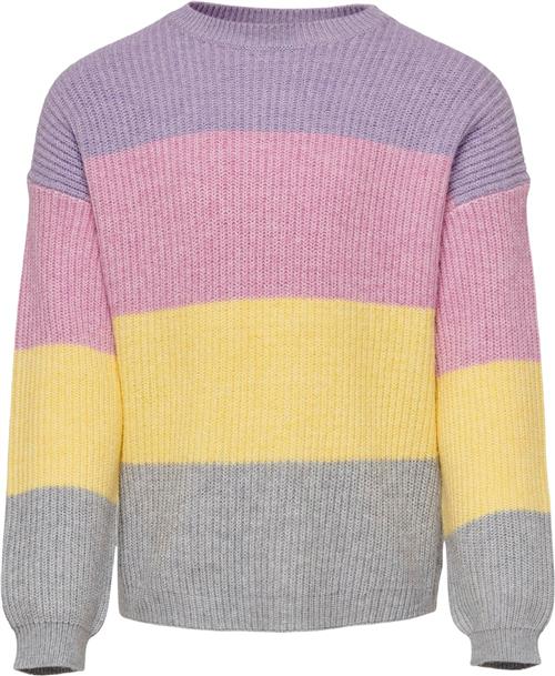 ONLY Kogsandy L/S Stripe Pullover KNT NO Kvinde Viola/strawberry Moon/pineapple Sli Sweaters Str 134/140 - hos Magasin