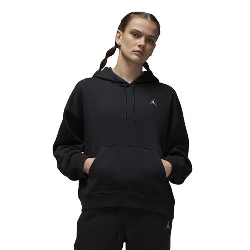 Nike Jordan Brooklyn Fleece Kvinde Black/white Hættetrøjer Str L - Bomuld hos Magasin