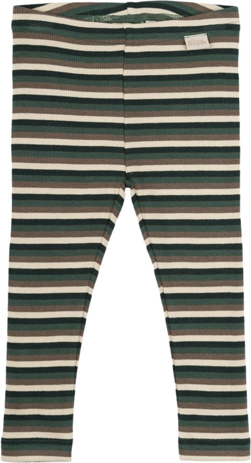 PETIT PIAO Legging Modal Multi Striped Str 92 cm - Emerald Green Mul Leggings Bomuld hos Magasin