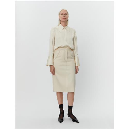 DAY Birger et Mikkelsen Kellie Bonded Viscose Blend Kvinde Cloud Cream Midi Nederdele Str 40 - hos Magasin