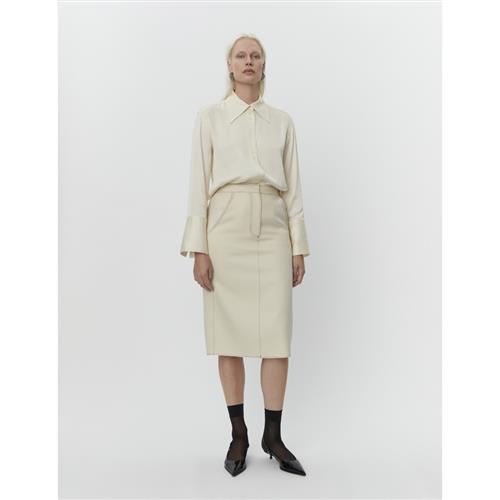 DAY Birger et Mikkelsen Kellie Bonded Viscose Blend Kvinde Cloud Cream Midi Nederdele Str 34 - hos Magasin