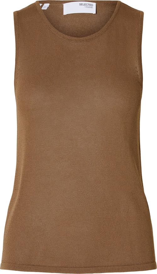 Selected Femme Slfmoon SUS SL Knit TOP B Kvinde Coca Mocha Tanktoppe Str XS - hos Magasin