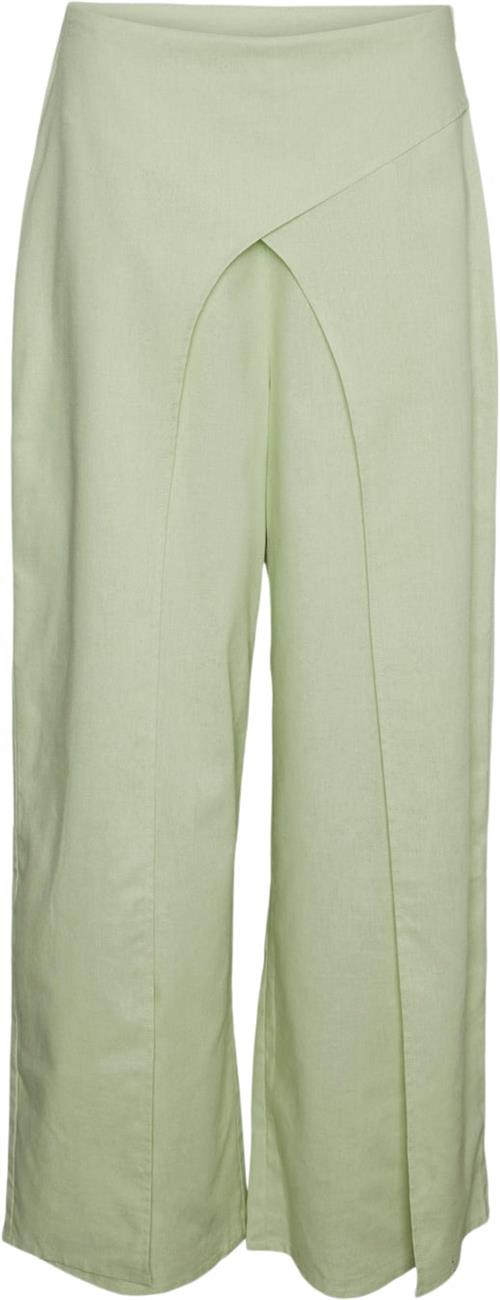 Se Something New Snbeyonce HW Wrap Pant MCO Kvinde Celadon Green Bukser Med Brede Ben Str XS - hos Magasin ved Magasin