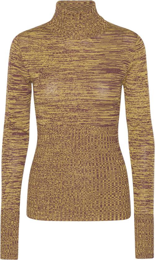 REMAIN High Rib Roll Neck Kvinde Old Gold Comb. Rullekraver Str 40 - hos Magasin