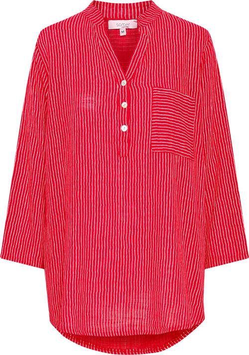 Sorbet Sbalexa Stribe Blouse Kvinde Ribbon Red Langærmede Bluser Str S - hos Magasin