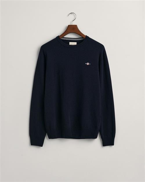 Gant Superfine Lambswool Cneck Mand Marine Sweaters Str XL - hos Magasin