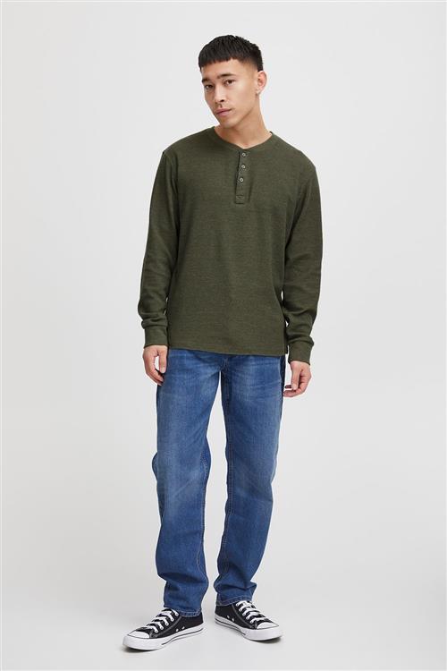 Se Blend Bhnoble Tee Noos Mand Dusty Olive Langærmede T-shirts Regular Fit Str M - hos Magasin ved Magasin