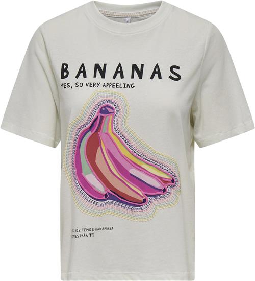 ONLY Onlblinis Life S/S Fruit TOP BOX JR Kvinde Bright White/bananas Kortærmede T-shirts Str S - hos Magasin