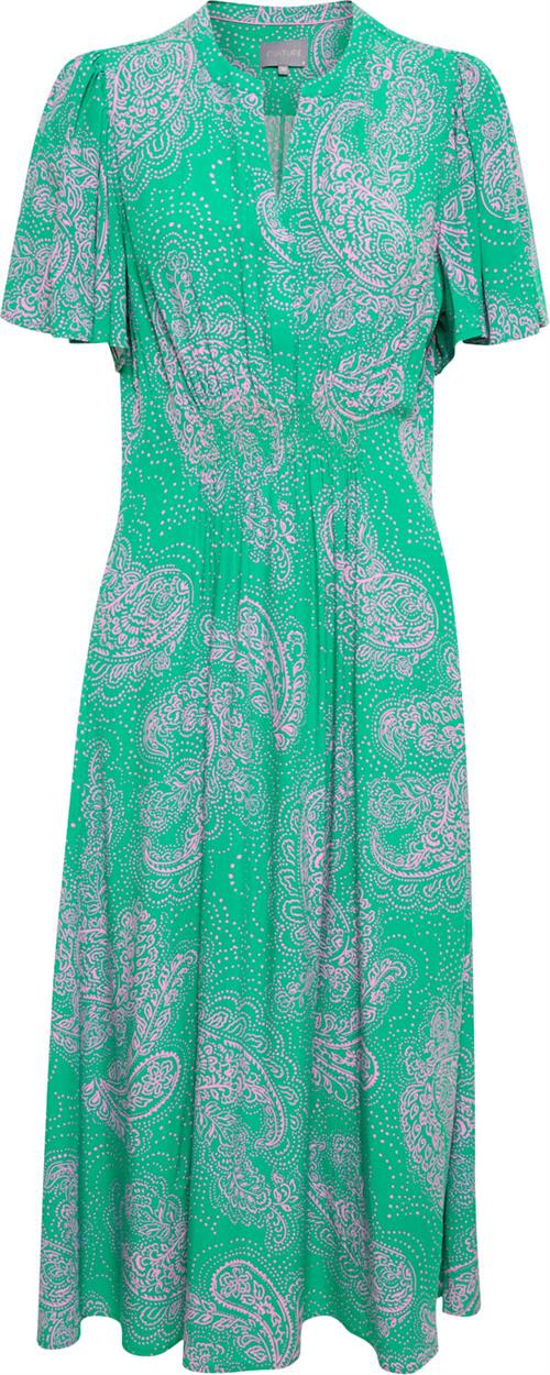 Culture Cupolly Long Dress Kvinde Green/pink Paisley Maxi Kjoler Str S - hos Magasin