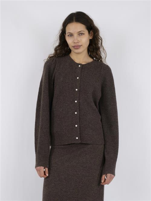 Se Neo Noir Nuna Knit Cardigan Kvinde Brown Melange Sweaters Str 44 - hos Magasin ved Magasin