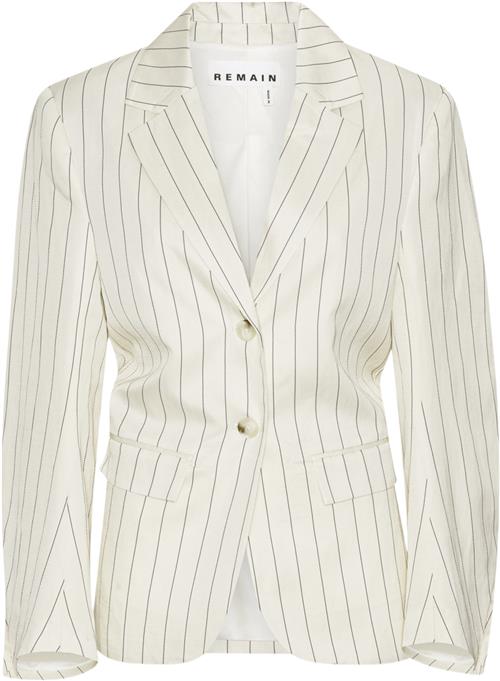 REMAIN Drapy Striped Blazer Kvinde Egret Comb. Blazere Str 40 - hos Magasin