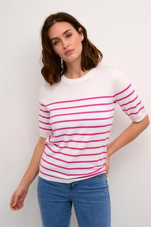 Kaffe Kalizza Narrow Striped Pullover Kvinde Chalk/rose Violet Sweaters Str XL - hos Magasin