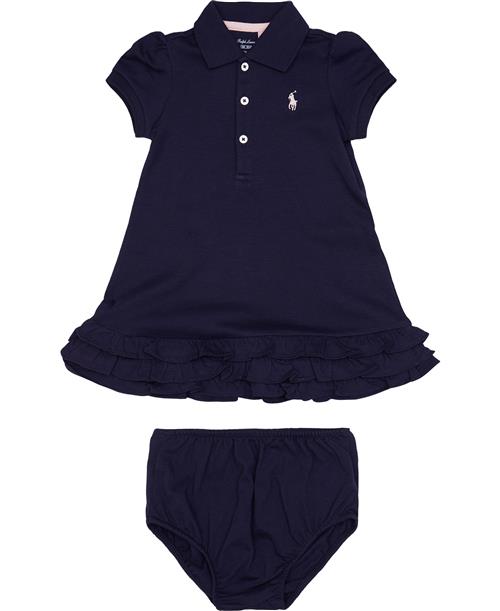 Polo Ralph Lauren Ruffled Polo Dress & Bloomer Str 12 mdr / 74 cm - Blå Kjoler Bomuld hos Magasin