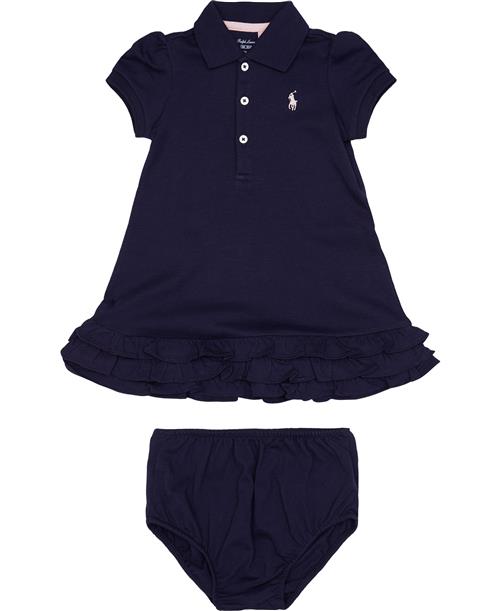 Polo Ralph Lauren Ruffled Polo Dress & Bloomer Str 3M / 3-6 mdr - Blå Kjoler Bomuld hos Magasin