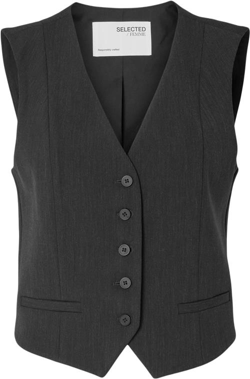 Se Selected Femme Slfrita Vest DGM Noos Kvinde Grå Veste Str 42 - Polyester hos Magasin ved Magasin